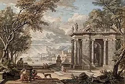 Аркадийский пейзаж. 1742. Бумага, тушь, акварель, перо, кисть. Королевский музей изящных искусств, Гент