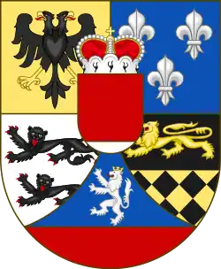 Герб принца: 1 — Священная Римская империя 2 — ? 3 — Гогенлоэ4 — Глайхен 5 — Лангенбург