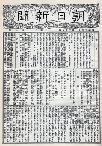 Первая полоса первого выпуска газеты 25 января 1879 года