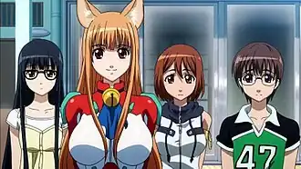 Основные персонажи (слева направо – Аои Футаба, Эрис, Манами Киндзё, Кио Какадзу)