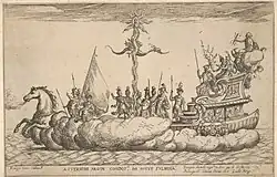 Астерион. Из серии «Герцогский флот аргонавтов» (парад кораблей на реке Арно по случаю свадьбы Козимо Медичи с Марией Австрийской. Офорт по рисунку Дж. Париджи. 1608