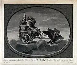 Юпитер в колеснице, запряжённой парой орлов. Из серии «Астрономия» (по оригиналу Рафаэля). 1516. Офорт