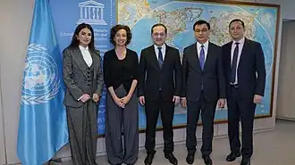 Саида Мирзиёева, Комил Алламжонов и генеральный директор ЮНЕСКО Одри Азуле