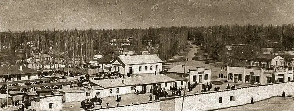 Вид на мучной базар г. Аулие-Ата, начало XX века.