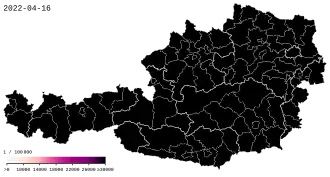 Общее количество подтверждённых случаев на 100 тысяч душ населения