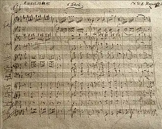 Рукопись Моцарта — первая страница симфонии