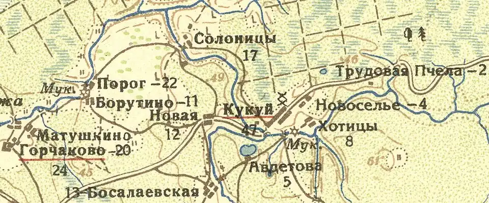 Деревня Солоницы на карте 1932 года