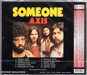 Обложка альбома "Someone / Ela Ela" группы Axis. Слева направо Демис Висвикис, Алекос Каракантос, Джордж Хатциафанасиу, Димитрис Катакузинос