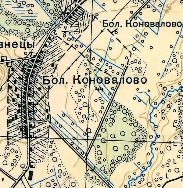 План деревни Большое Коновалово. 1939 год