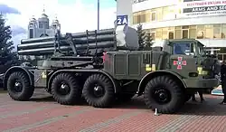 БМ 9П140 в походном положении на выставке «Зброя та безпека». Киев, 2017 год