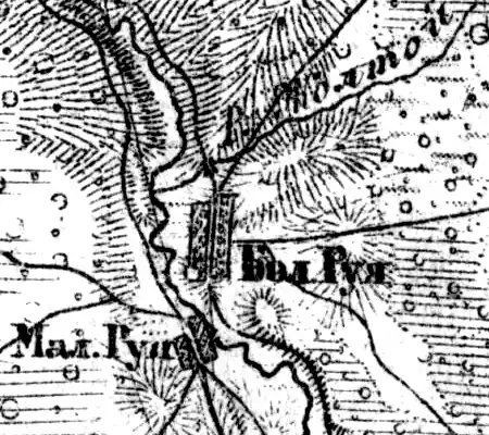 Деревня Большая Руя на карте 1919 года