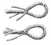 Простой огон, sailor's eye splice.Огон . Формируется очко, пряди распускаются, как веер и пробиваются в трос.