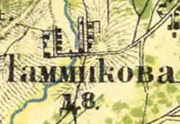 Деревня Таммикова на карте 1860 года