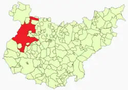 Расположение муниципалитета Бадахос на карте провинции