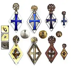 Служебные знаки. Академические нагрудные знаки окончившего Императорский Российский Университет (для немедицинских факультетов). 1899—1917. В 1900 году в Российской Империи выпускники 11-ти университетов могли заказывать такие знаки.