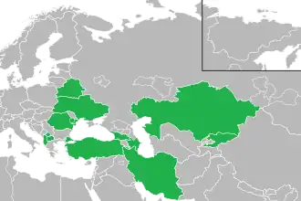 Страны-участницы конкурса «Детское Тюрквидение 2015» на карте Ближнего Востока