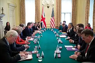 Дэвид Кэмерон и Барак Обама проводят двустороннюю встречу в апреле 2016 года