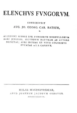 Титульный лист основной части Elenchus fungorum (1783)