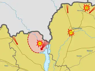 Схематическое изображение боевых действий в районе ЧАЭС