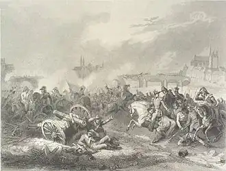 Сражение при Монтро. Гравюра по картине Ланглуа.