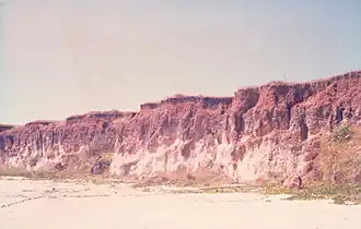 Залежи бокситов (красновато-коричневый слой)