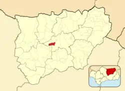 Расположение муниципалитета Бехихар на карте провинции