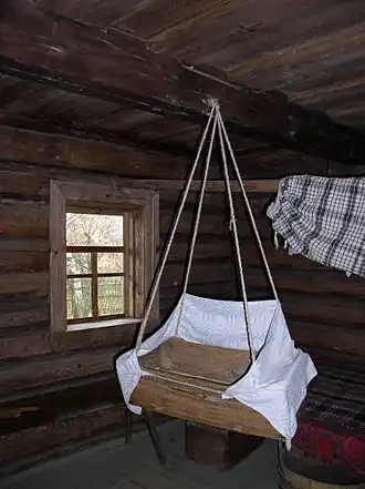 Традиционная белорусская колыбель (экспозиция хаты из села Исерно Минской области), Белорусский государственный музей народной архитектуры и быта