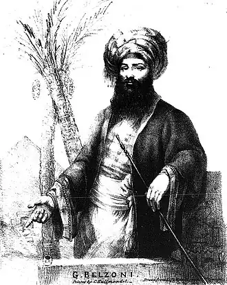 Фронтиспис английского издания Narrative of the operations and recent discoveries… in Egypt and Nubia (1820)