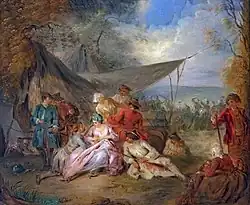 Персонажи под тентом. Холст, масло. Фонд Бемберга, Тулуза