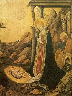 Бенедетто Бонфильи. Поклонение Младенцу. Дерево, масло