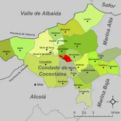 Расположение муниципалитета Бенильуп на карте провинции