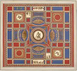 Б. Смуглевич. Реконструкция росписи плафона зала № 21. 1776. Офорт, акварель. Национальный музей, Варшава