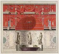 Декорация стены. Терм Тита в Риме. 1776. По рисунку Ф. Смуглевича и В. Бренны. Офорт, резец, акварель