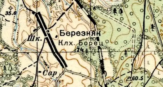 План деревни Березняк. 1937 год