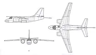 Проекции противолодочного самолёта П-42 (из аванпроекта)