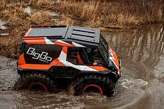 С правой стороны – решётка, прикрывающая глушитель. На крыше BigBo имеется два больших люка