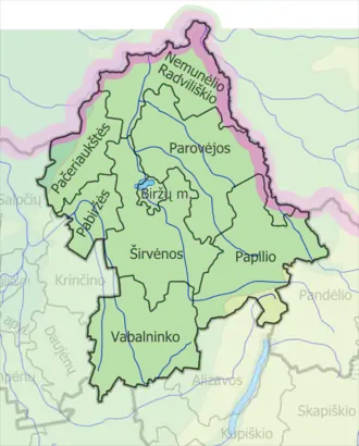Биржайское районное самоуправление на карте