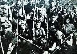 Žamila Kolonomos with fellow Dame Gruev partisan fighters in Macedonia.