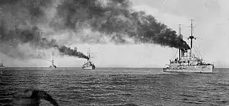 Группа броненосцев русского Черноморского флота. Первый — «Евстафий»