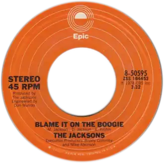 Обложка сингла The Jacksons «Blame It on the Boogie» (1978)