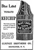 Реклама томатного кетчупа Blue Label, производитель — Curtice Brothers, 1898 год