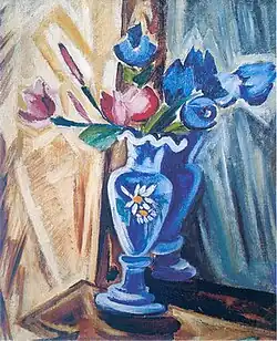 Голубая ваза с цветами. 1912—1913. Х., м. ГРМ