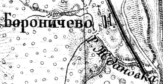 Деревня Бороничево на карте 1915 года
