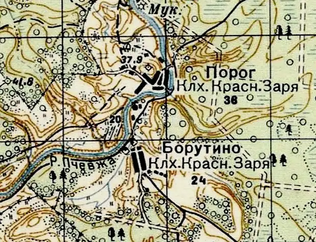 План деревни Борутино. 1937 год
