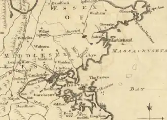 Часть Массачусета, включая Глостер; карта, 1775