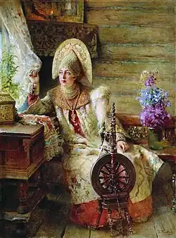«Боярышня у окна (с прялкой)», 1890-е гг. Нижегородский государственный художественный музей