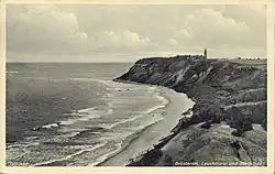 Маяк на мысе Брюстерорт. Открытка со штемпелем 14 августа 1934 года.Из коллекции Аполлониуша Лысенко