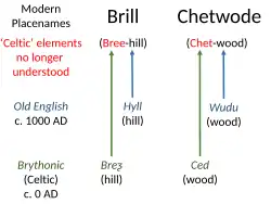 Названия Брилл и Четвод происходят от бриттских («кельтских») и древнеанглийского языков