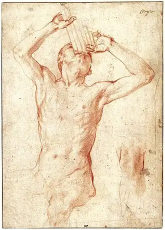 Эскиз Бронзино к фигуре Марсия с флейтой Пана. Лувр, Париж