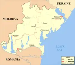 Буджак (украинская часть) на карте Одесской обл. Украины